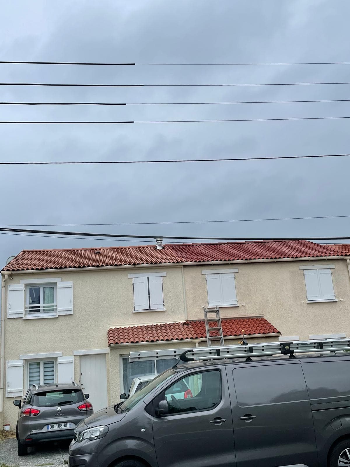 Mousse sur une couverture en tuiles avant entretien