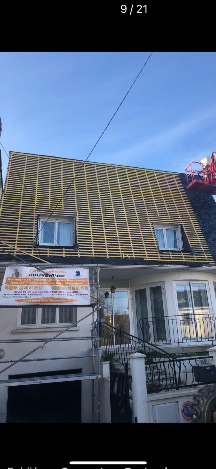 Structure de toiture visible pendant une rénovation de couverture